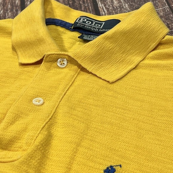 Vtg 90 Polo Ralph Lauren Yellow Multicolor Stripe Short Sleeve Men Sz Small Flaw - Picture 1 of 10